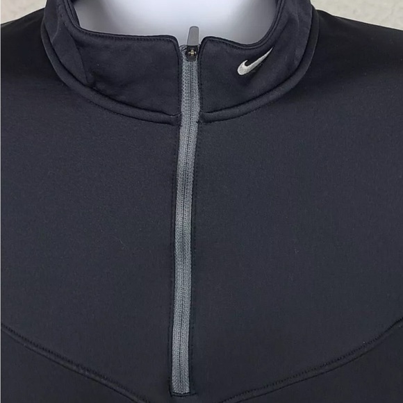 Nike Sweater Mens Large Black Solid Quarter Zip Tour Performance Therma Fit - Picture 4 of 10